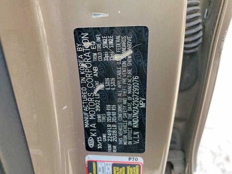 Aukcja sprzedaży 2016 Kia Soul, vin: KNDJN2A21G7291076, numer aukcji: 46201786