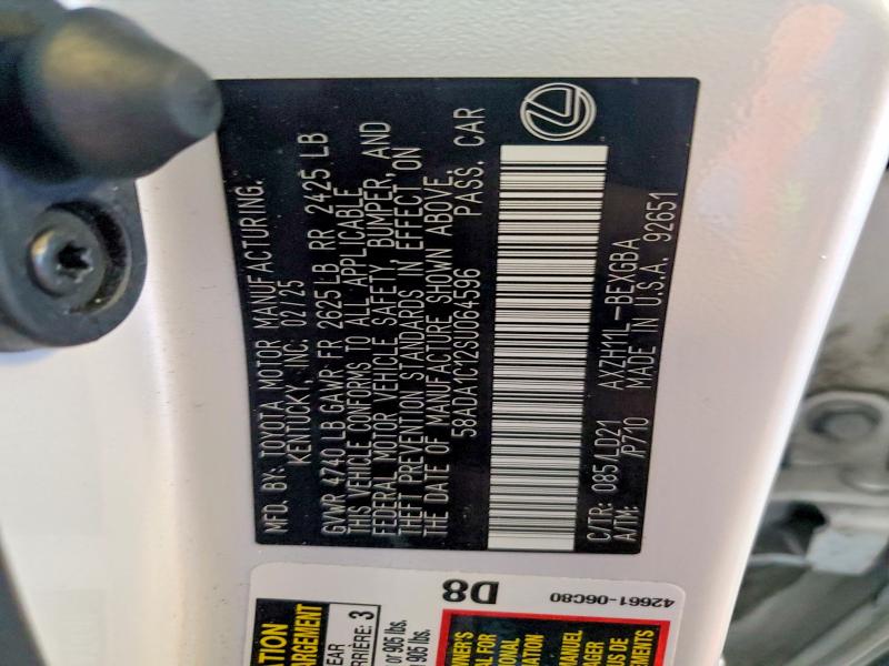 46956576 :رقم المزاد ، 58ADA1C12SU064596 vin ، 2025 Lexus Es 300h مزاد بيع