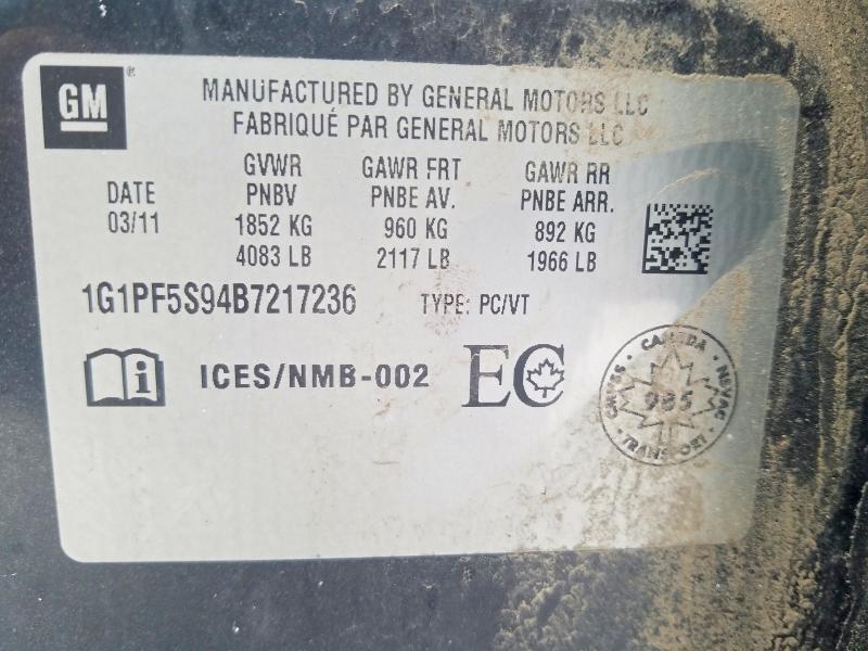 Aukcja sprzedaży 2011 Chevrolet Cruze, vin: 1G1PF5S94B7217236, numer aukcji: 47237266