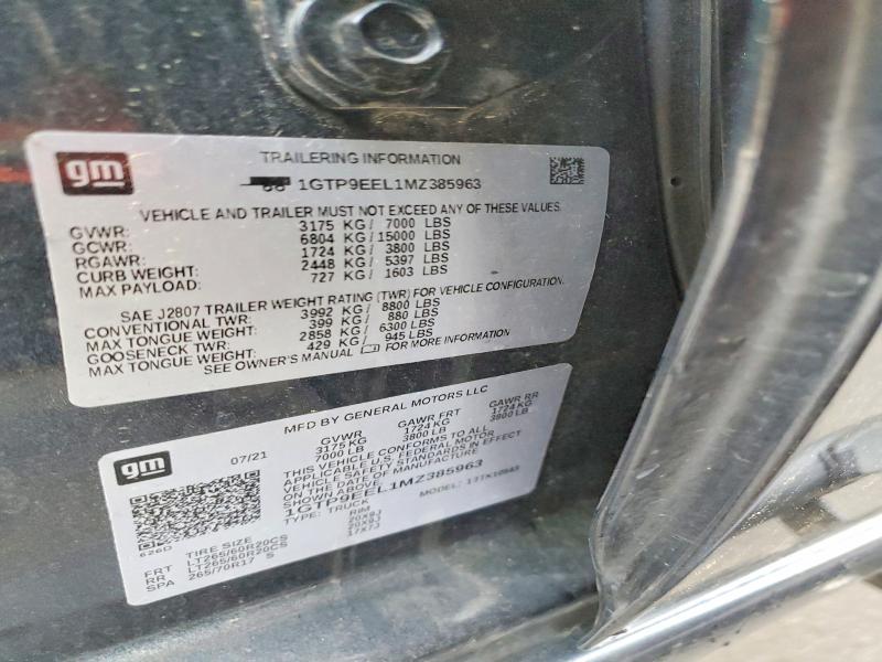 Aukcja sprzedaży 2021 Gmc Sierra, vin: 1GTP9EEL1MZ385963, numer aukcji: 47621846