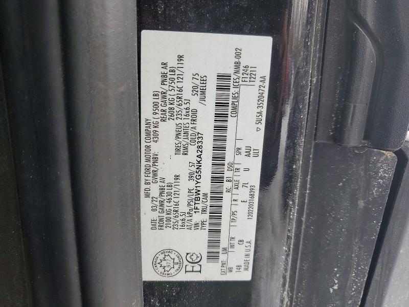 Aukcja sprzedaży 2022 Ford Transit, vin: 1FTBW1YG5NKA28337, numer aukcji: 79077885
