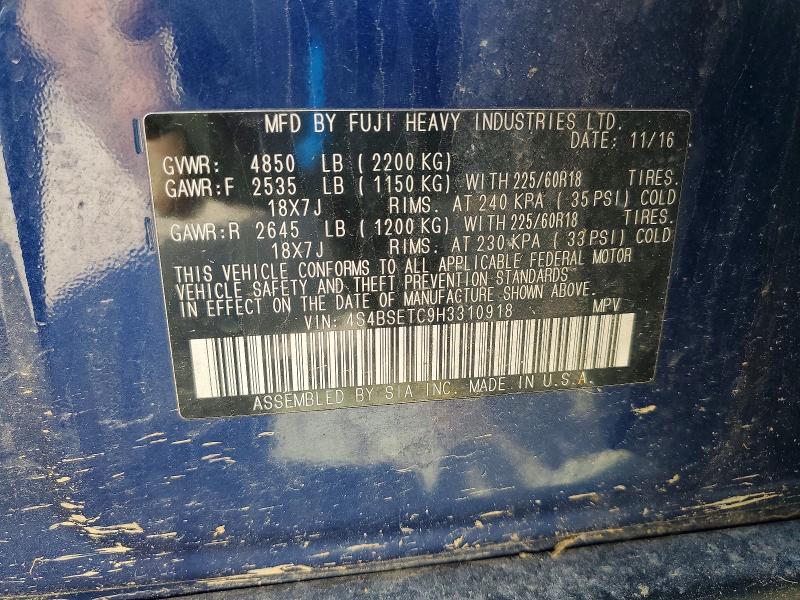 Aukcja sprzedaży 2017 Subaru Outback, vin: 4S4BSETC9H3310918, numer aukcji: 46895516