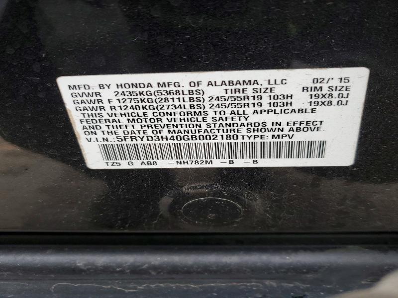 46323406 :رقم المزاد ، 5FRYD3H40GB002180 vin ، 2016 Acura Mdx مزاد بيع