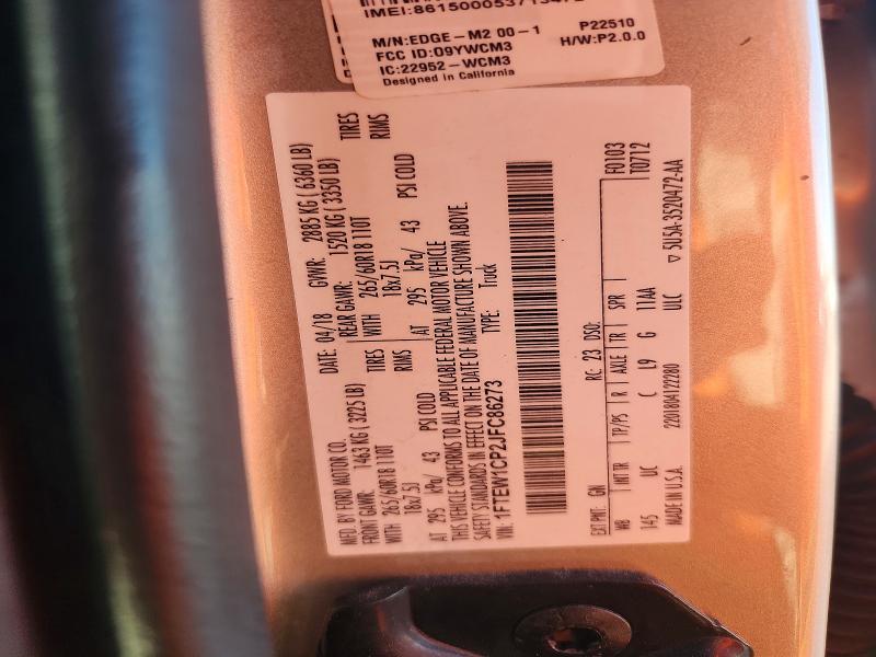 Aukcja sprzedaży 2018 Ford F150, vin: 1FTEW1CP2JFC86273, numer aukcji: 77245945