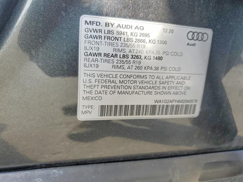 47623456 :رقم المزاد ، WA1G2AFY4M2040579 vin ، 2021 Audi Q5 E مزاد بيع