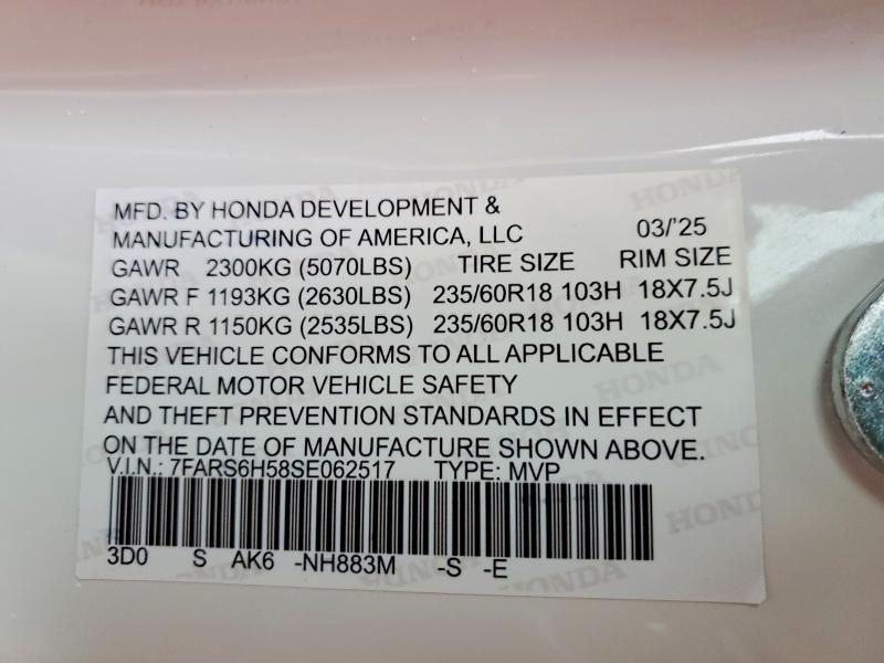 79341745 :رقم المزاد ، 7FARS6H58SE062257 vin ، 2025 Honda Cr-v مزاد بيع