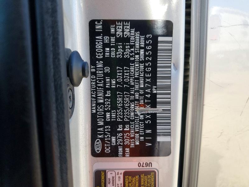 Продажа на аукционе авто 2014 Kia Sorento, vin: 5XYKT4A7XEG525653, номер лота: 46538636