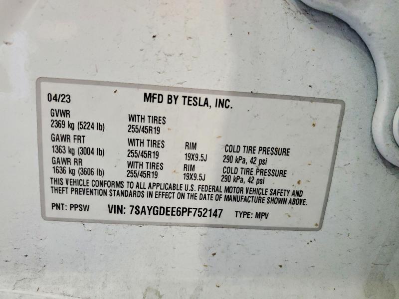 Продажа на аукционе авто 2023 Tesla Model Y, vin: 7SAYGDEE6PF752147, номер лота: 46244486