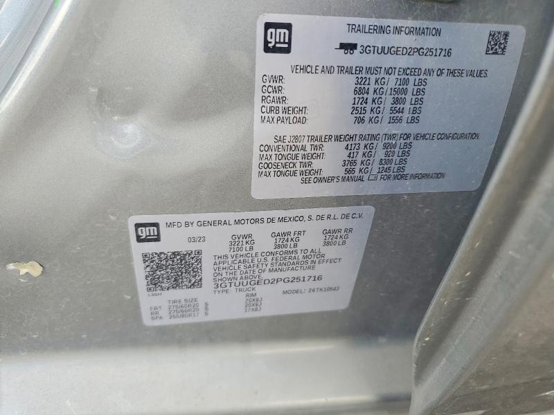 41953216 :رقم المزاد ، 3GTUUGED2PG251716 vin ، 2023 Gmc Sierra مزاد بيع