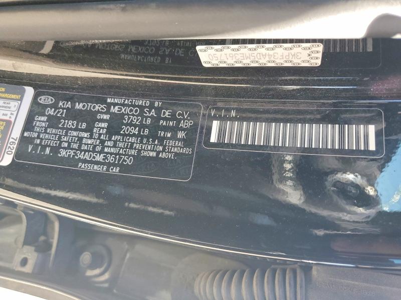 46583346 :رقم المزاد ، 3KPF34AD5ME361750 vin ، 2021 Kia Forte مزاد بيع
