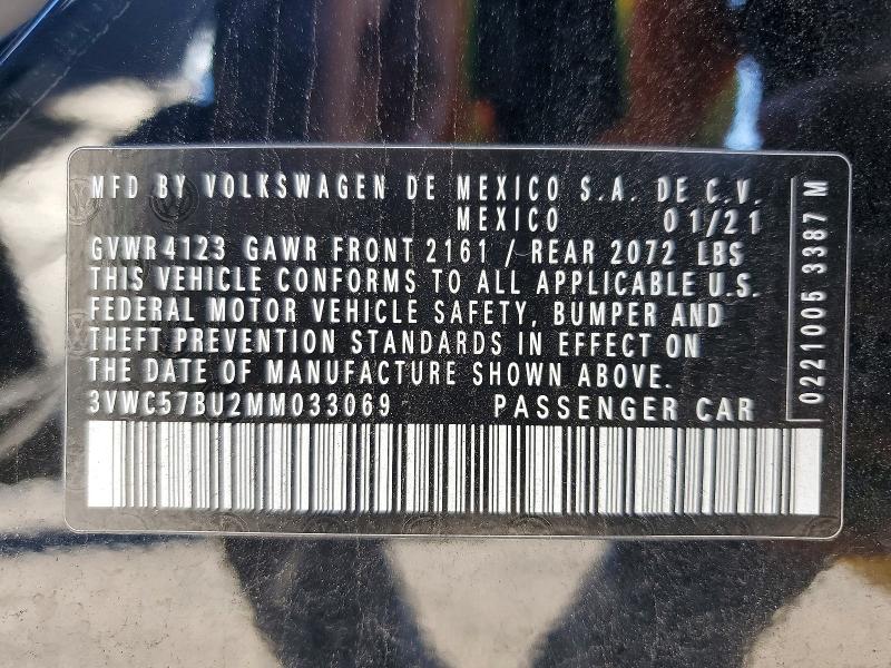 46033776 :رقم المزاد ، 3VWC57BU2MM033069 vin ، 2021 Volkswagen Jetta مزاد بيع