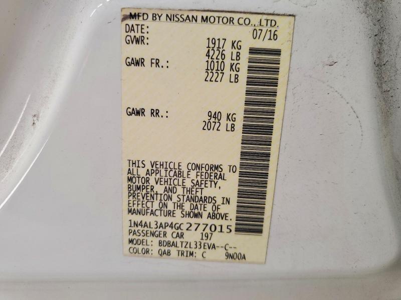 2016 Nissan Altima მანქანა იყიდება აუქციონზე, vin: 1N4AL3AP4GC277015, აუქციონის ნომერი: 47879546
