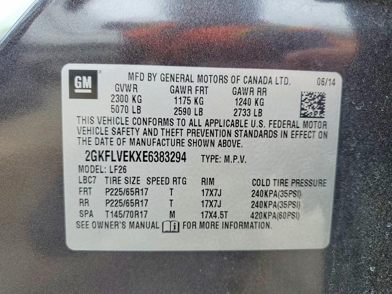 Продаж на аукціоні авто 2014 Gmc Terrain, vin: 2GKFLVEKXE6383294, номер лоту: 46489046