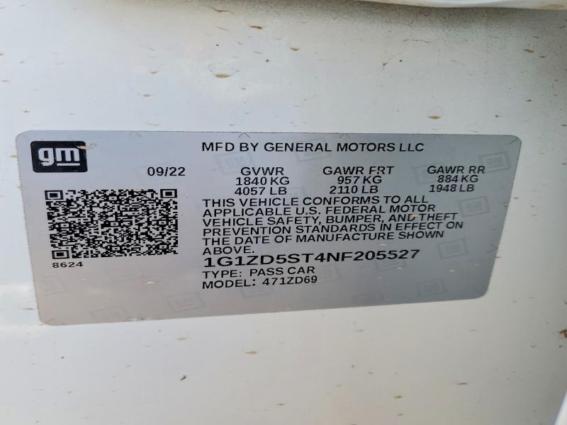Продажа на аукционе авто 2022 Chevrolet Malibu, vin: 1G1ZD5ST4NF205527, номер лота: 46509916