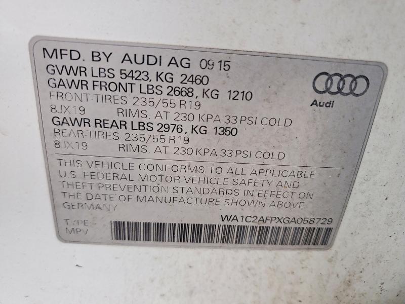 Продаж на аукціоні авто 2016 Audi Q5, vin: WA1C2AFPXGA058729, номер лоту: 47892446