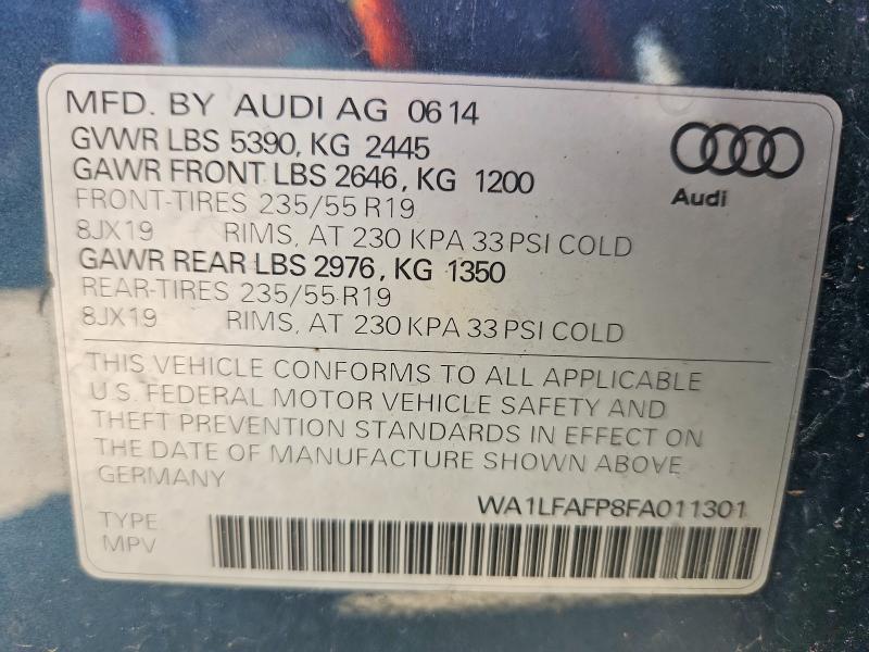 Aukcja sprzedaży 2015 Audi Q5, vin: WA1LFAFP8FA011301, numer aukcji: 46999636