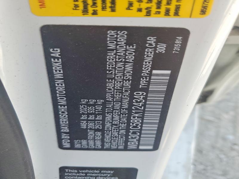 2015 Bmw 328 მანქანა იყიდება აუქციონზე, vin: WBA3C1C58FK124349, აუქციონის ნომერი: 79820885