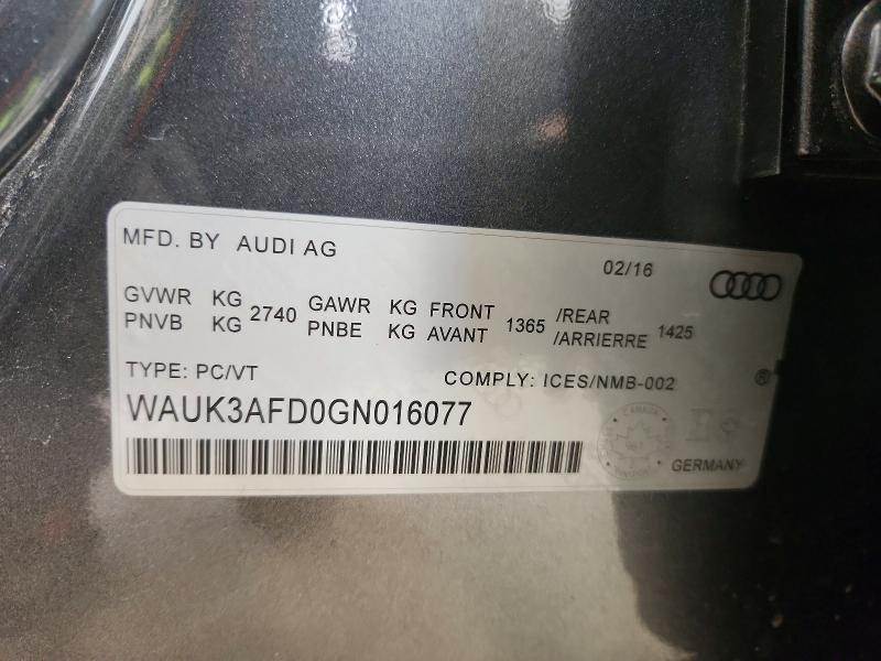 Aukcja sprzedaży 2016 Audi A8, vin: WAUK3AFD0GN016077, numer aukcji: 45619226