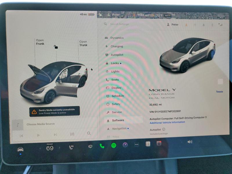 2021 Tesla Model Y მანქანა იყიდება აუქციონზე, vin: 5YJYGDEE7MF202691, აუქციონის ნომერი: 46304646