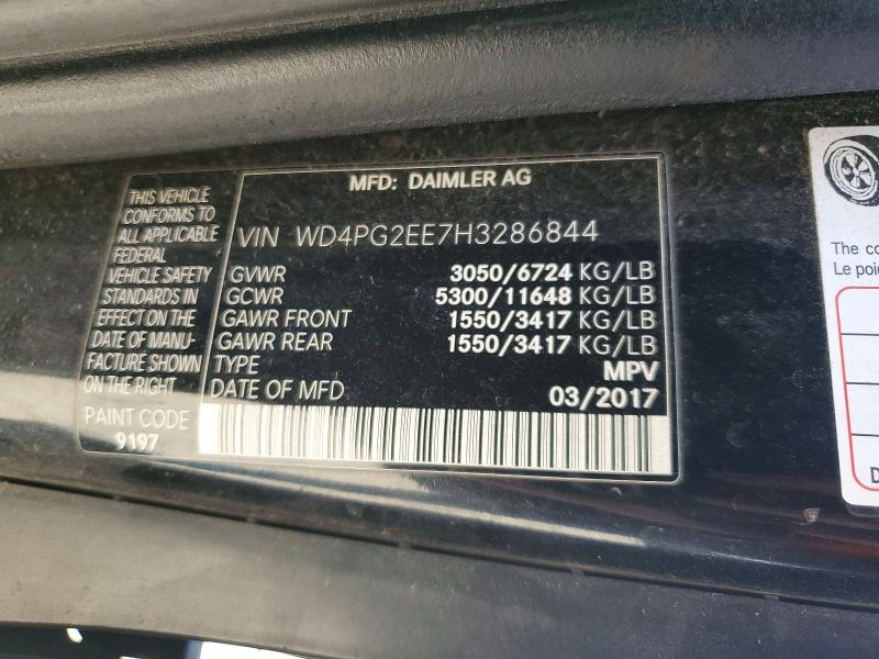 Продажа на аукционе авто 2017 Mercedes-benz Metris, vin: WD4PG2EE7H3286844, номер лота: 45619006