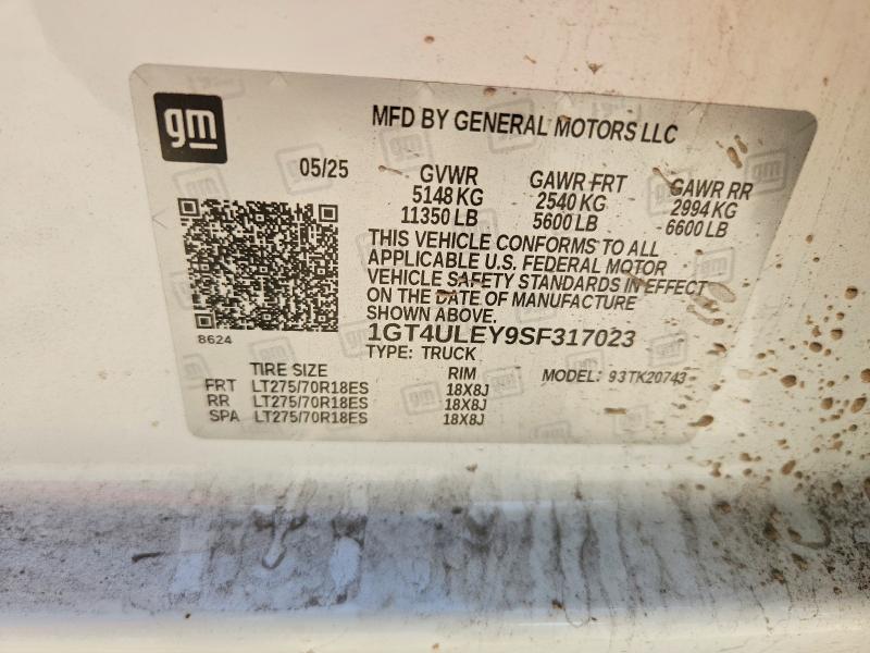 Aukcja sprzedaży 2025 Gmc Sierra, vin: 1GT4ULEY9SF317023, numer aukcji: 45679626
