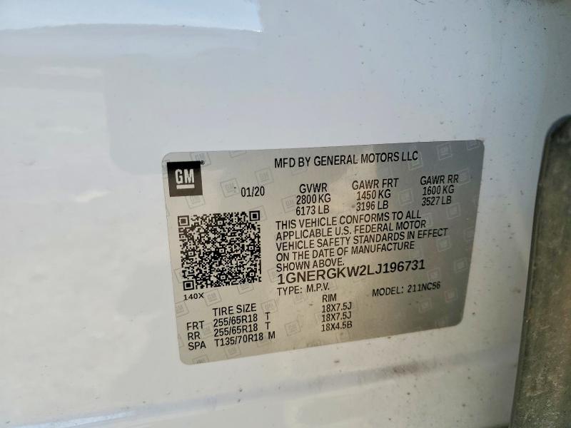 Aukcja sprzedaży 2020 Chevrolet Traverse, vin: 1GNERGKW2LJ196731, numer aukcji: 45619266