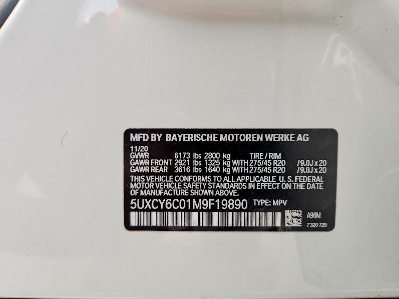 2021 Bmw X6 მანქანა იყიდება აუქციონზე, vin: 5UXCY6C01M9F19890, აუქციონის ნომერი: 47777656