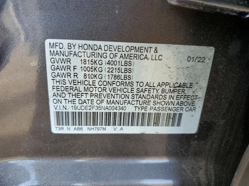 Продажа на аукционе авто 2022 Acura Ilx, vin: 19UDE2F35NA004340, номер лота: 48001286