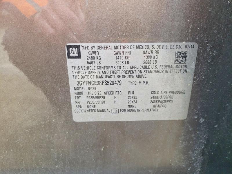 46821336 :رقم المزاد ، 3GYFNCE38FS529479 vin ، 2015 Cadillac Srx مزاد بيع