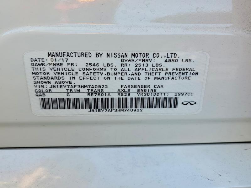 Продаж на аукціоні авто 2017 Infiniti Q50, vin: JN1EV7AP3HM740922, номер лоту: 42005336
