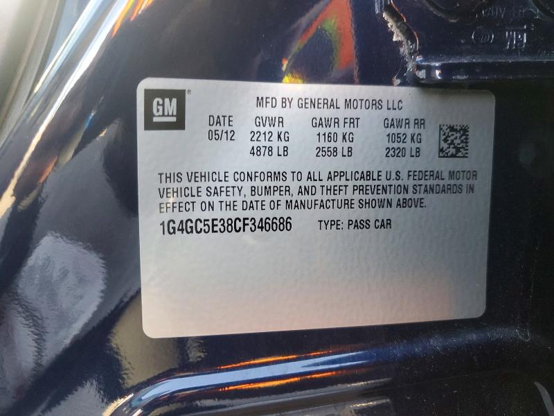 2012 Buick Lacrosse მანქანა იყიდება აუქციონზე, vin: 1G4GC5E38CF346686, აუქციონის ნომერი: 79497345