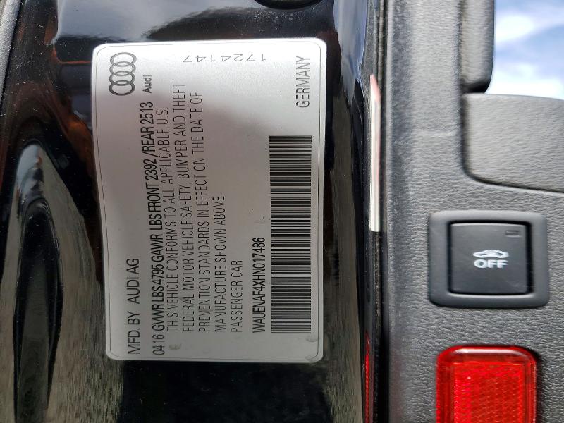 41796756 :رقم المزاد ، WAUENAF4XHN017486 vin ، 2017 Audi A4 مزاد بيع