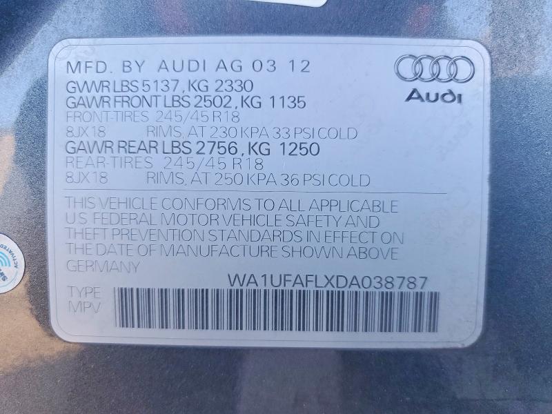 Aukcja sprzedaży 2013 Audi A4 Allroad, vin: WA1UFAFLXDA038787, numer aukcji: 45505236