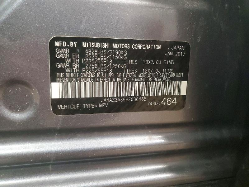 Продаж на аукціоні авто 2017 Mitsubishi Outlander, vin: JA4AZ3A35HZ036465, номер лоту: 45879756