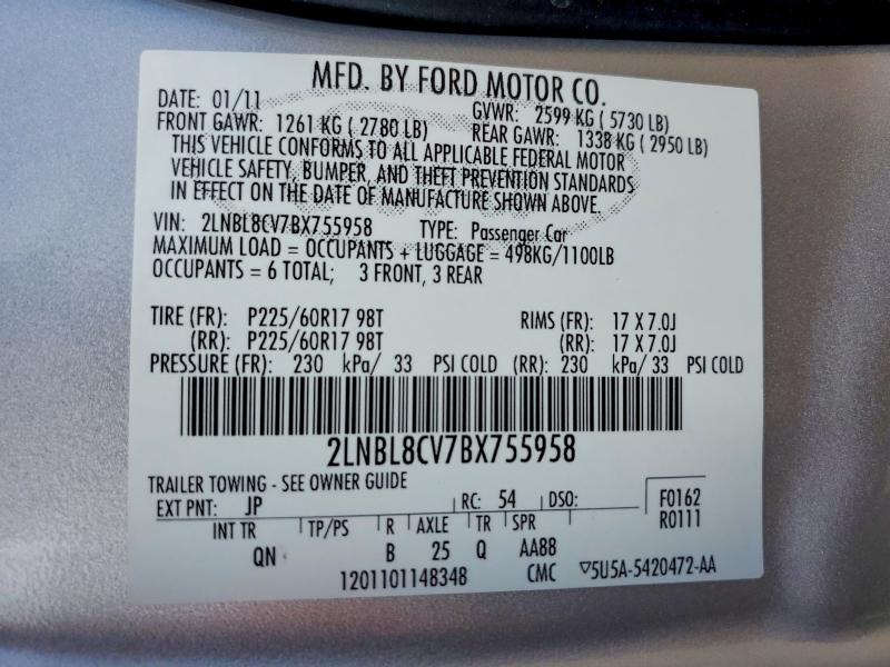Продажа на аукционе авто 2011 Lincoln Town Car, vin: 2LNBL8CV7BX755958, номер лота: 46834496