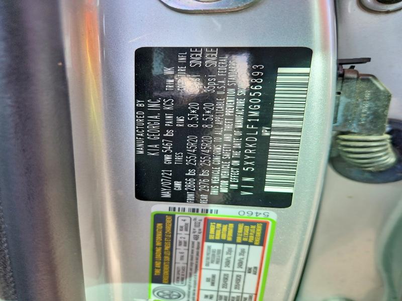 47997486 :رقم المزاد ، 5XYRKDLF1MG056893 vin ، 2021 Kia Sorento مزاد بيع