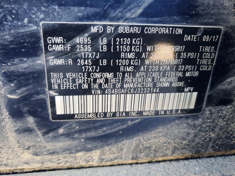 Aukcja sprzedaży 2018 Subaru Outback, vin: 4S4BSAFC6J3233144, numer aukcji: 46917566