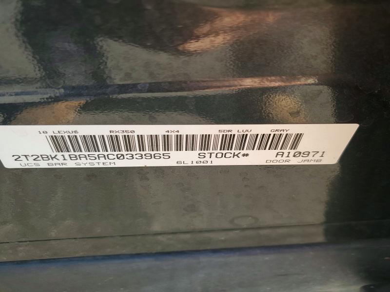 Aukcja sprzedaży 2010 Lexus Rx 350, vin: 2T2BK1BA5AC033965, numer aukcji: 47359326