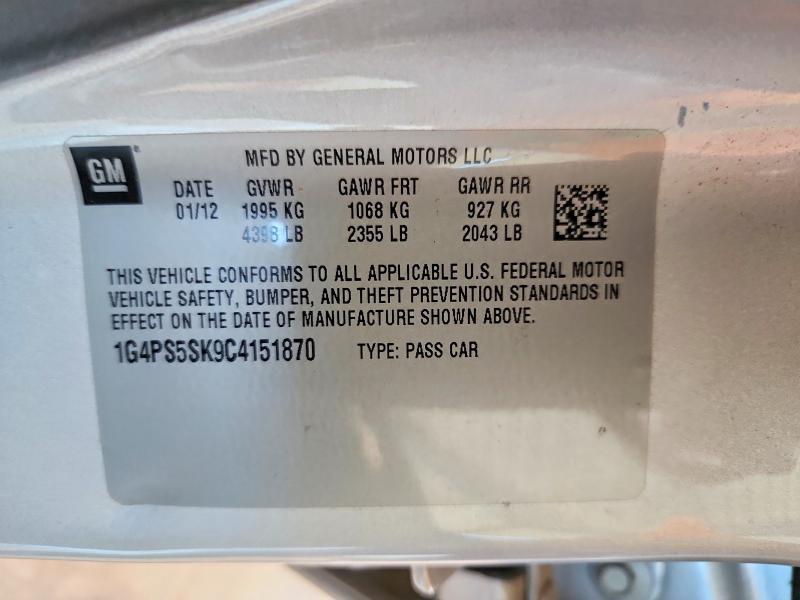 Продаж на аукціоні авто 2012 Buick Verano, vin: 1G4PS5SK9C4151870, номер лоту: 46056576