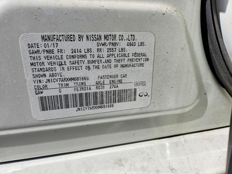 2017 Infiniti Q50 მანქანა იყიდება აუქციონზე, vin: JN1CV7ARXHM681666, აუქციონის ნომერი: 47122406