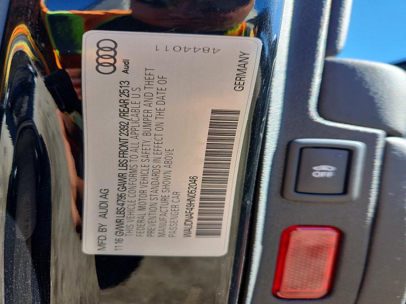 Продажа на аукционе авто 2017 Audi A4, vin: WAUDNAF49HN052046, номер лота: 47906786
