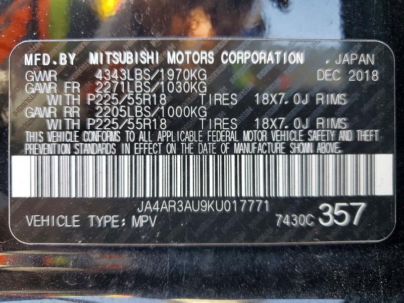 Продаж на аукціоні авто 2019 Mitsubishi Outlander Sport, vin: JA4AR3AU9KU017771, номер лоту: 41792726