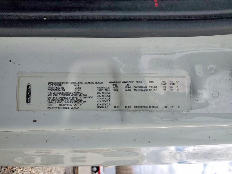 Продаж на аукціоні авто 2019 Freigliner Cascadia 126, vin: 3AKJHHDR4KSKR1394, номер лоту: 47829076