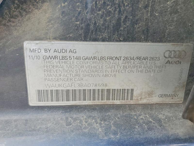 Продажа на аукционе авто 2011 Audi S4, vin: WAUKGAFL3BA078598, номер лота: 46022086