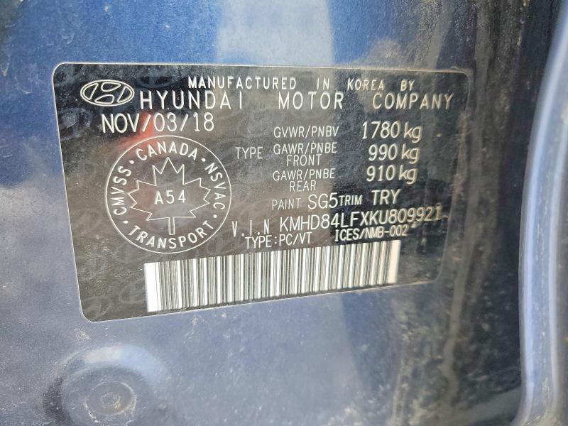 Aukcja sprzedaży 2019 Hyundai Elantra, vin: KMHD84LFXKU809921, numer aukcji: 46005226