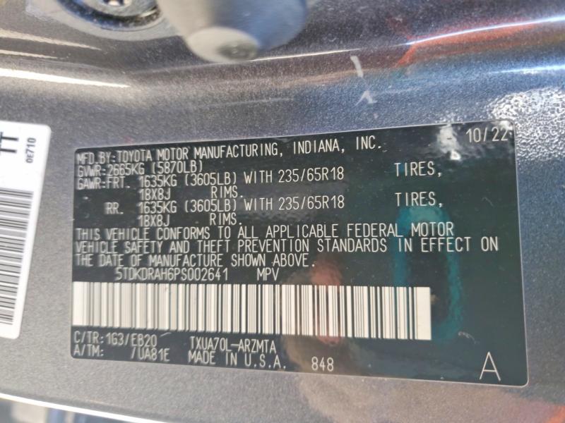 2023 Toyota Highlander მანქანა იყიდება აუქციონზე, vin: 5TDKDRAH6PS002641, აუქციონის ნომერი: 47173396