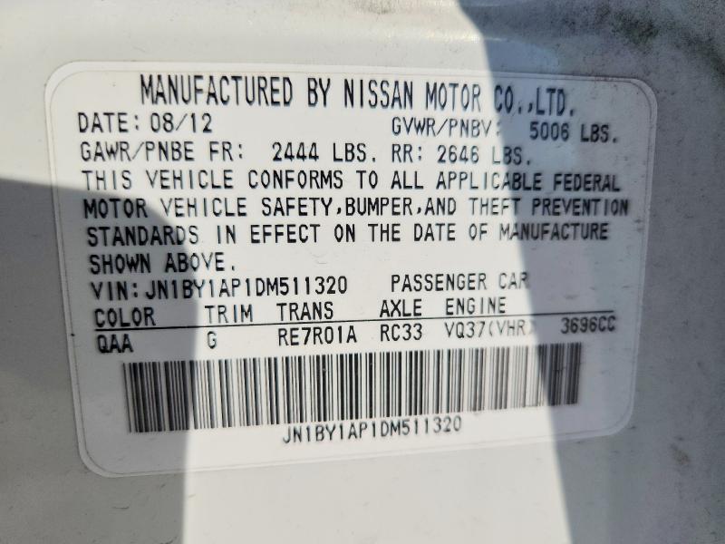 Продажа на аукционе авто 2013 Infiniti M37, vin: JN1BY1AP1DM511320, номер лота: 46652326