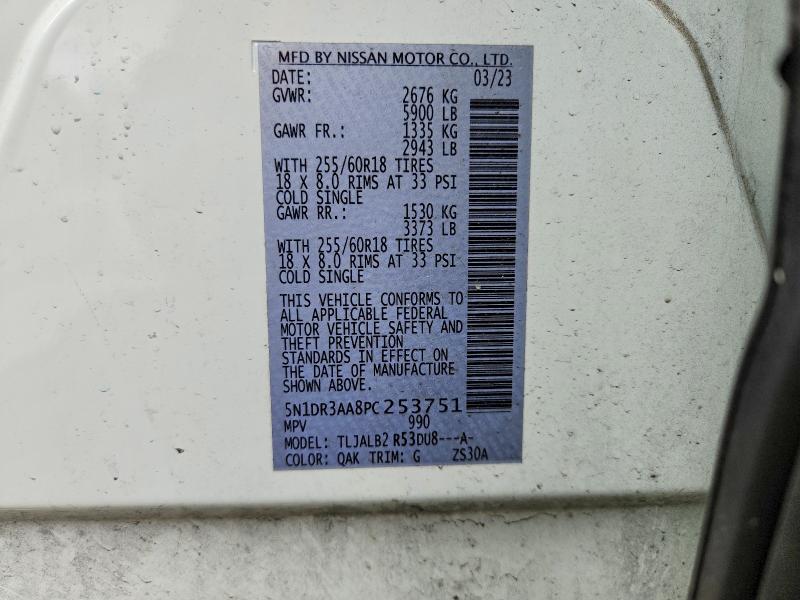 Aukcja sprzedaży 2023 Nissan Pathfinder, vin: 5N1DR3AA8PC253751, numer aukcji: 47237716