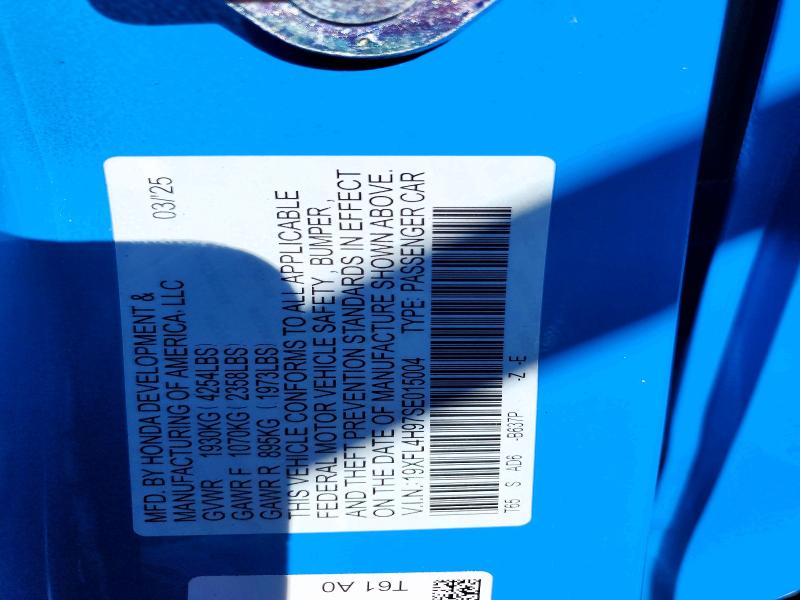 2025 Honda Civic მანქანა იყიდება აუქციონზე, vin: 19XFL4H97SE015004, აუქციონის ნომერი: 45679606