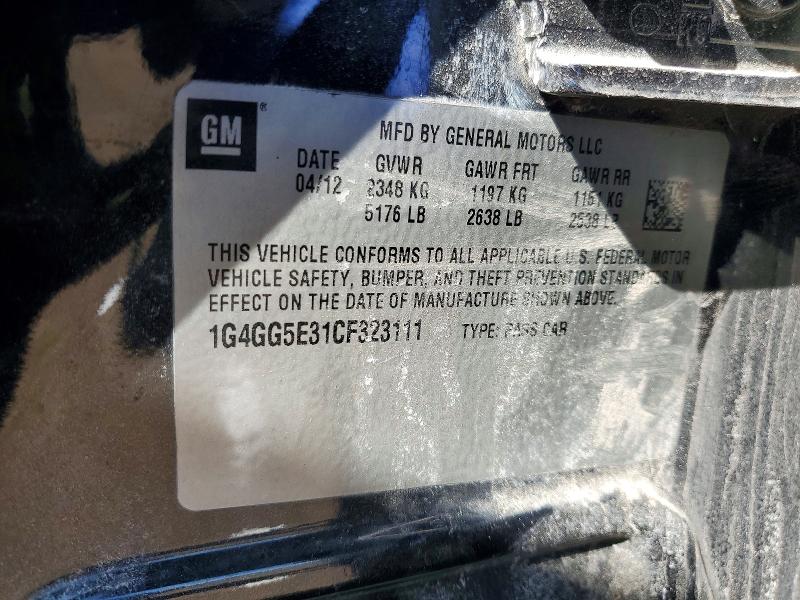 Aukcja sprzedaży 2012 Buick Lacrosse, vin: 1G4GG5E31CF323111, numer aukcji: 45485406